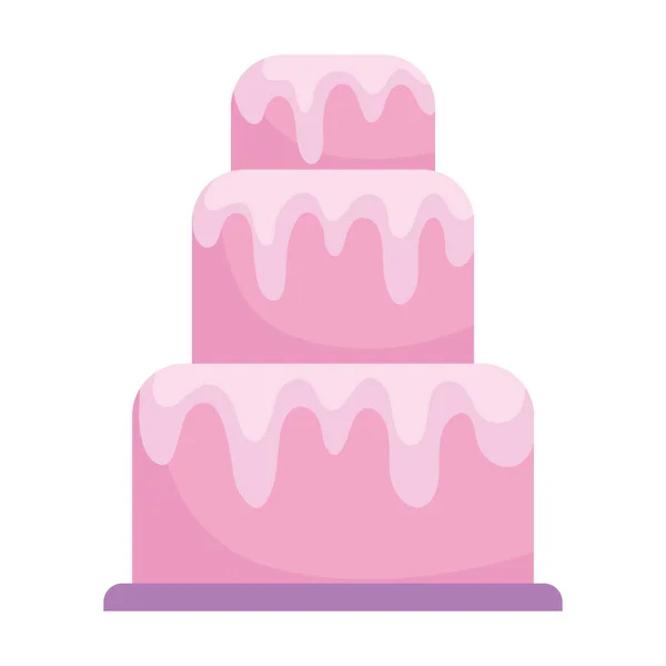 Pastel dulce con crema derretida diseño icono de dibujos animados de postre — Vector de stock