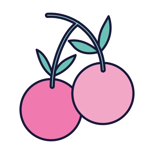 Cherry fresh fruit food cartoon icon style design — Wektor stockowy