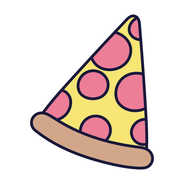 Slice pizza fast food cartoon icon style design — Stok Vektör