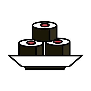 Suşi doğu menüsünü yemek sırasında yuvarlar ve biçim simgesini doldurur