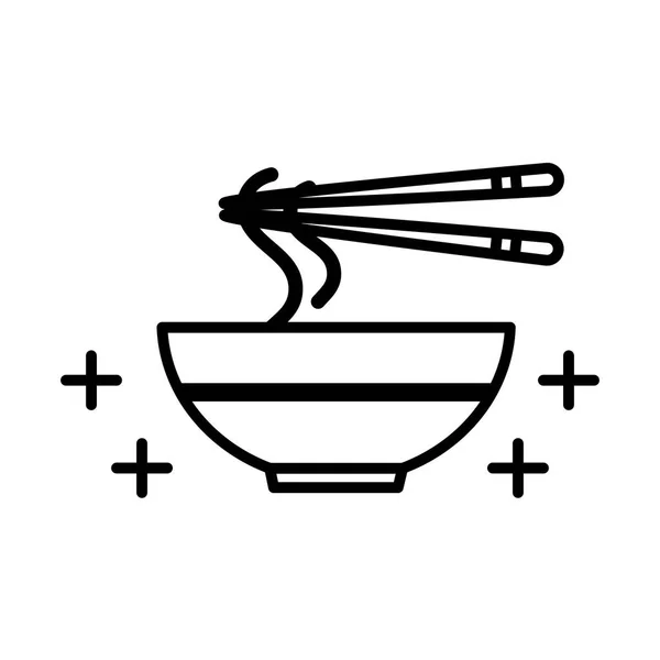 Sushi oriental menu noodles sticks and dish line style icon — Stockvector