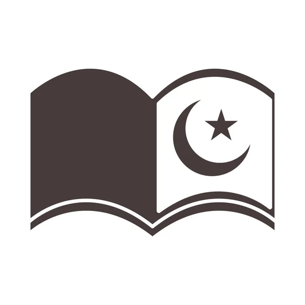 Koran książka ramadan arabski islamski uroczystości sylwetka styl ikona — Wektor stockowy