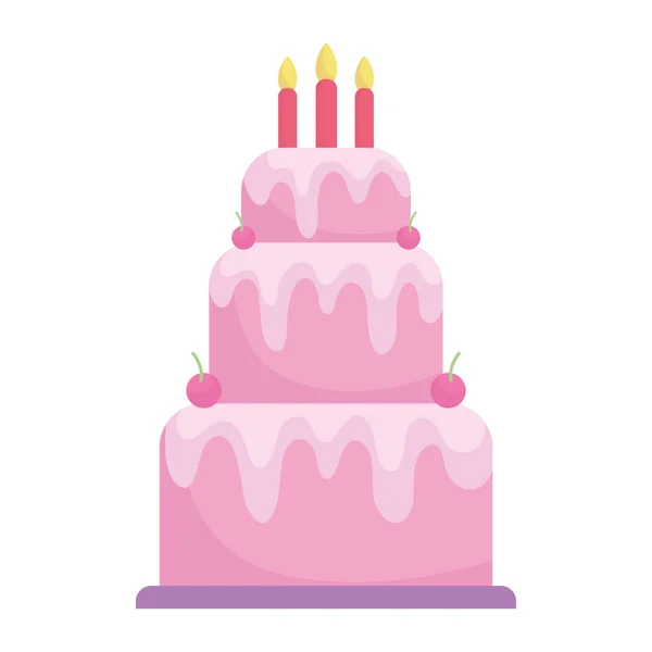 Birthday cake with candles menu character cartoon food — Stock Vector