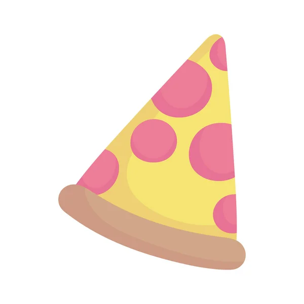 Slice pizza fast food cartoon icon style design — Stockvector