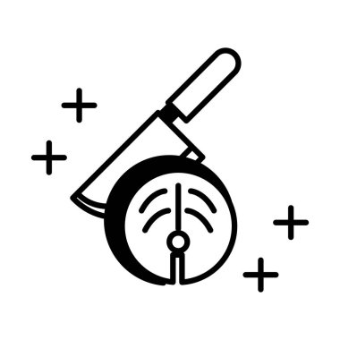 Sushi oryantal menü bıçak hattı simgesi kesme