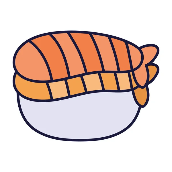 Sushi poisson fruits de mer dessin animé icône style design — Image vectorielle