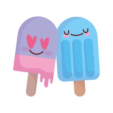 ice cream in sticks love hearts menu character cartoon food cute