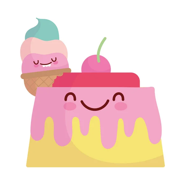 Jelly and ice cream menu character cartoon food cute — 스톡 벡터