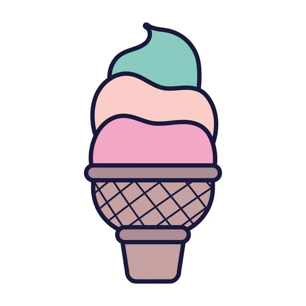 Ice cream cone food cartoon icon style design — ストックベクタ