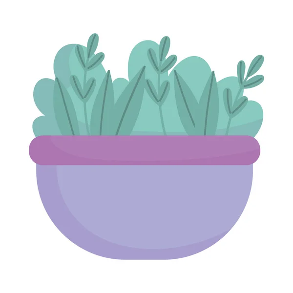 Bowl with vegetable leaves food cartoon icon style design — Stock vektor