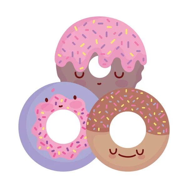 Sweet donuts menu character cartoon food cute — Stockvector