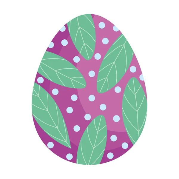 Happy easter decorative egg leaf dots ornament season icon — Stock Vector