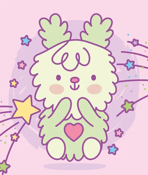 Cute adorable bunny furry stars cartoon — Stockvektor