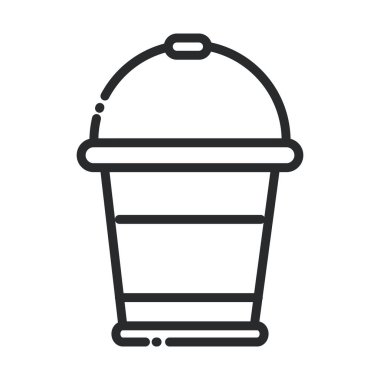 cleaning, plastic bucket container domestic hygiene line style icon