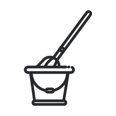 cleaning, plastic bicket with mop equipment domestic hygiene line style icon