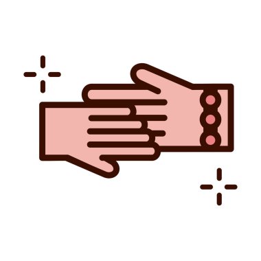 mothers day, handshake romantic gesture line and fill style icon