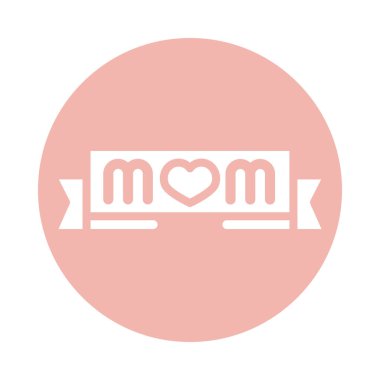 mothers day, lettering mom in banner decoration block style icon