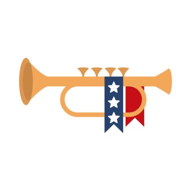memorial day trumpet ribbon decoration american celebration flat style icon