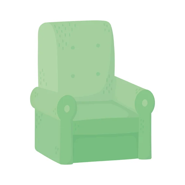 Зеленый диван дизайн мебели комфорт икона — стоковый вектор
