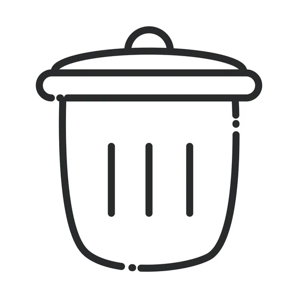 Cleaning, trash can waste domestic hygiene line style icon — Stockový vektor