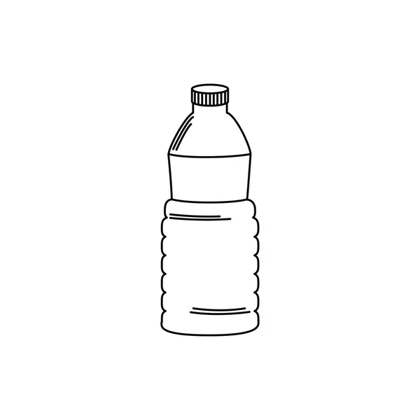 Bebe garrafa de plástico ícone estilo linha de hidratação de água —  Vetores de Stock