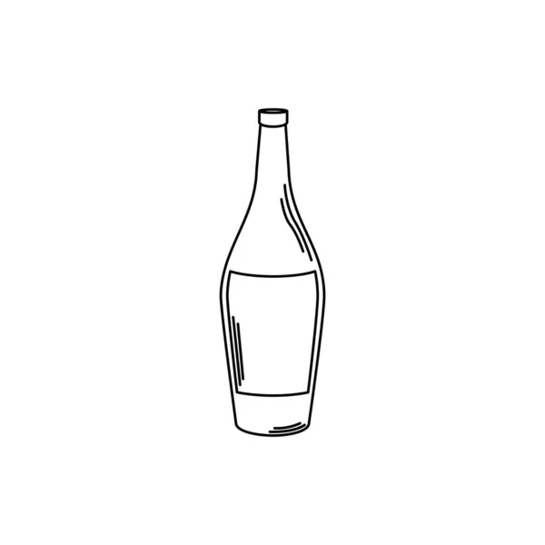 Drinks wine bottle alcohol with cork line style icon — Stockvektor