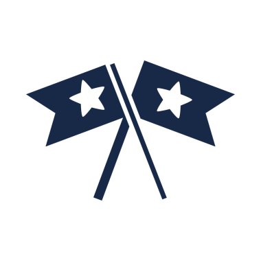 memorial day crossed flags with stars american celebration silhouette style icon