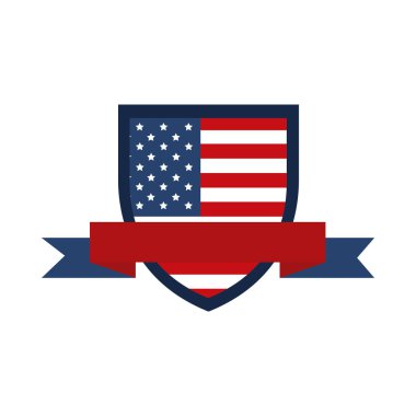 memorial day shield flag ribbon american celebration flat style icon