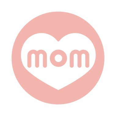 mothers day, lettering mom in heart love block style icon