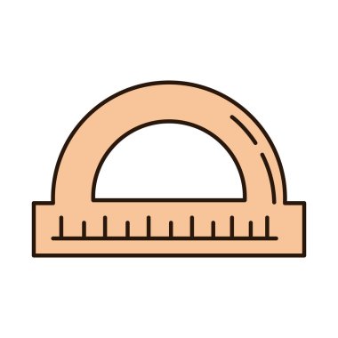 school education protractor geometric math supply line and fill style icon