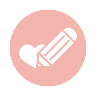 mothers day, writing pencil heart love block style icon
