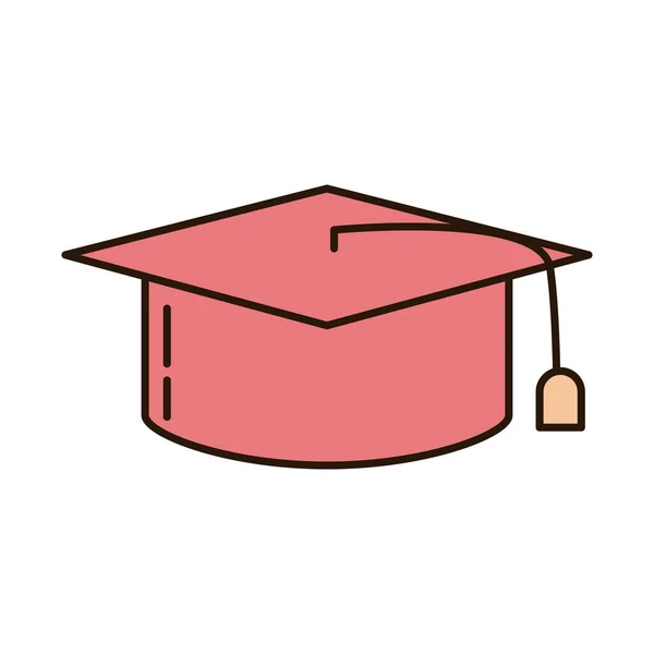 School education graduation hat accessory line and fill style icon — Stockový vektor