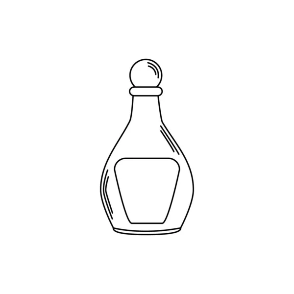 Boissons bouteille en verre de liqueur avec icône de style de ligne de couvercle — Image vectorielle