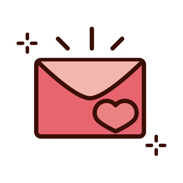Mothers day, message envelope heart love line and fill style icon — Wektor stockowy