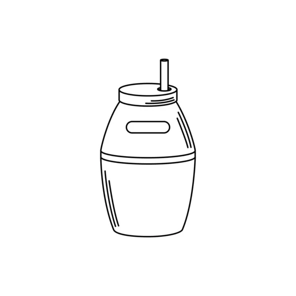 Boissons tasse mate avec icône de style ligne de paille — Image vectorielle