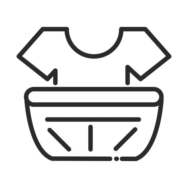 Cleaning, shirt in plastic basin laundry domestic hygiene line style icon — 스톡 벡터