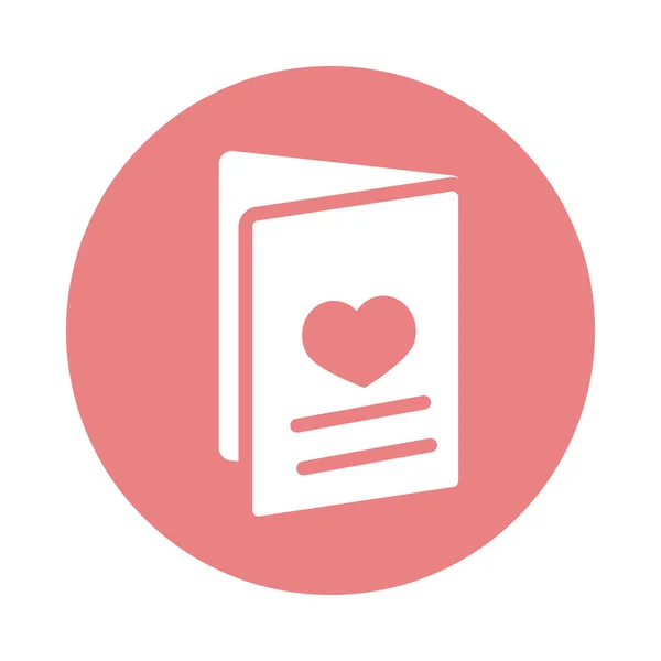 Mothers day, heart love in card or brochure design block style icon — 图库矢量图片