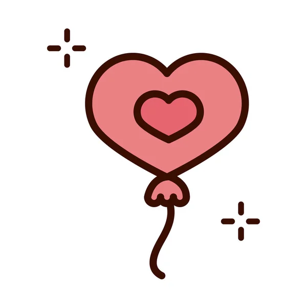 Mothers day, balloon shaped heart love celebration decoration line and fill style icon — ストックベクタ