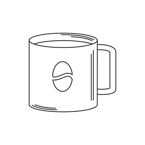 Drinks coffee cup with bean emblem line style icon — Wektor stockowy