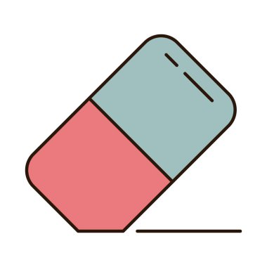 school education eraser supply line and fill style icon