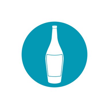 drinks wine bottle alcohol with cork blue block style icon