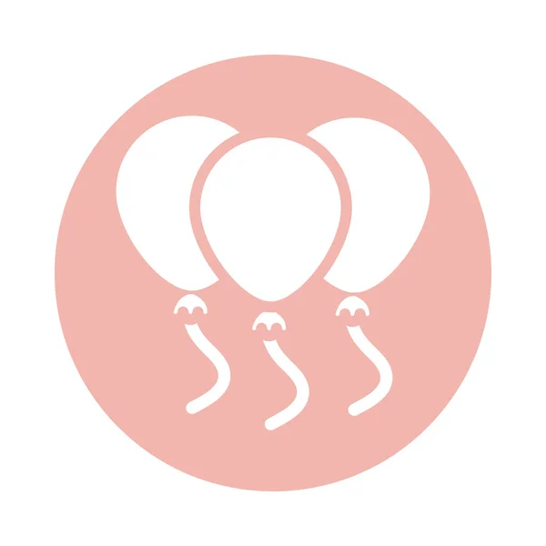 Mothers day, bunch balloons decoration celebration block style icon — Διανυσματικό Αρχείο