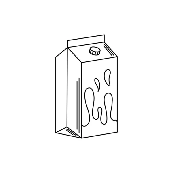 Drinks beverage fresh box milk or juice line style icon — Stock Vector
