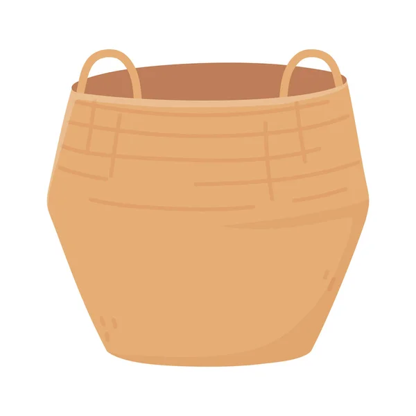 Big wicker basket handles icon design — Stock vektor