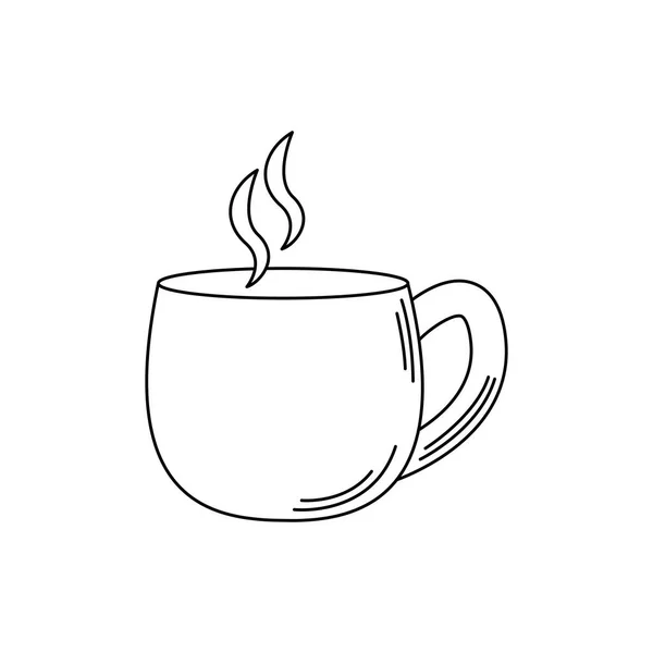 Пьет горячий кофе Кубок аромат напитков стиль линии — стоковый вектор