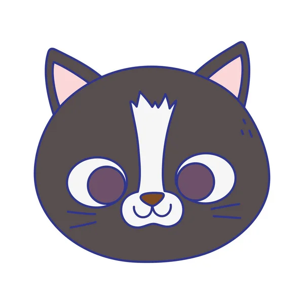 Carino gatto faccia felino cartone animato animale icona — Vettoriale Stock