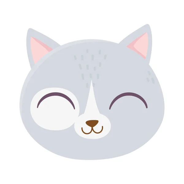 Mignon chat visage félin dessin animé animal icône — Image vectorielle