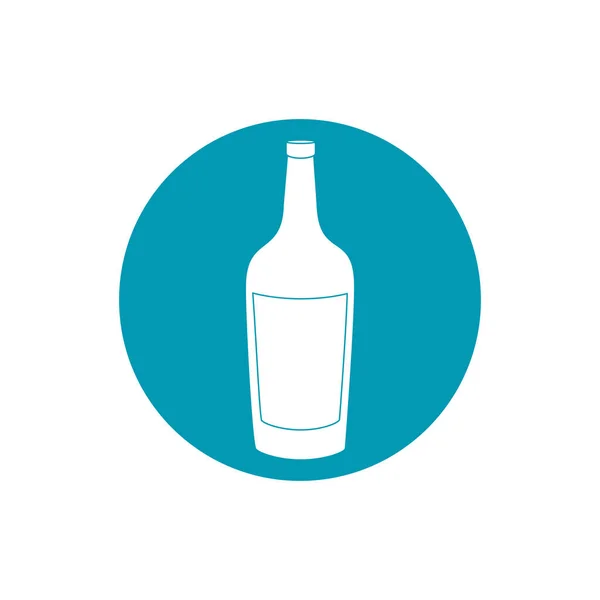 Drinks wine bottle appetizer liquor blue block style icon — Stockvektor