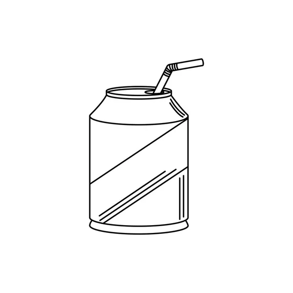 Drinks beverage can with straw line style icon — Stockový vektor