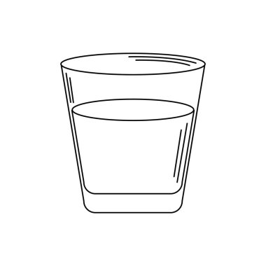 drinks glass cup of water or juice with straw line style icon